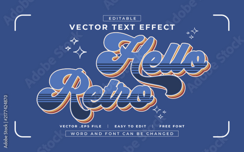 Hello Retro editable text effect style - Premium Vector