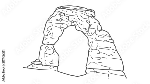 Natural Stone Arch: An illustration of a majestic natural stone arch, showcasing its weathered texture and geological formation.