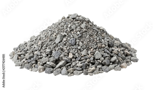 Fotografía Pile of crushed stone aggregate on transparent background