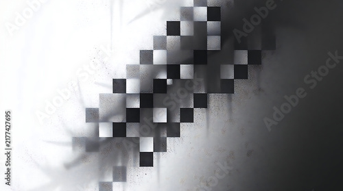 Monochromatic mosaic pattern with blurred background and abstract light effects