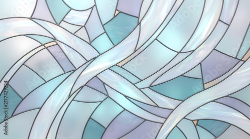 Abstract stained glass pattern with flowing curved lines