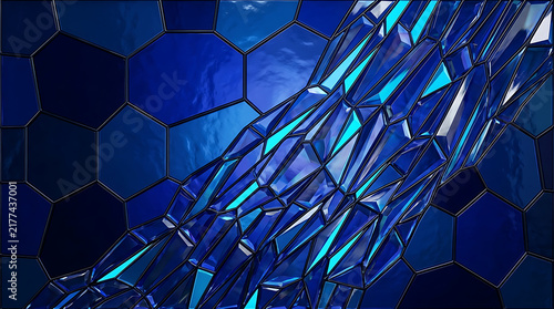 Abstract blue geometric hexagon pattern background