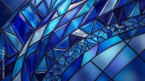 Abstract blue geometric glass pattern background