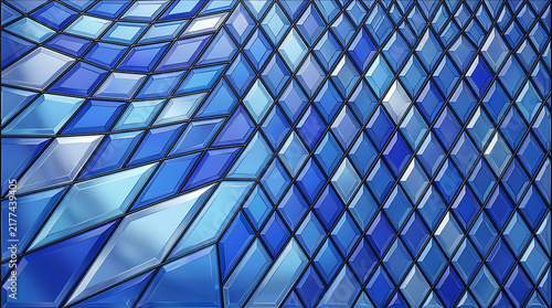 Abstract blue diamond pattern wavy geometric background