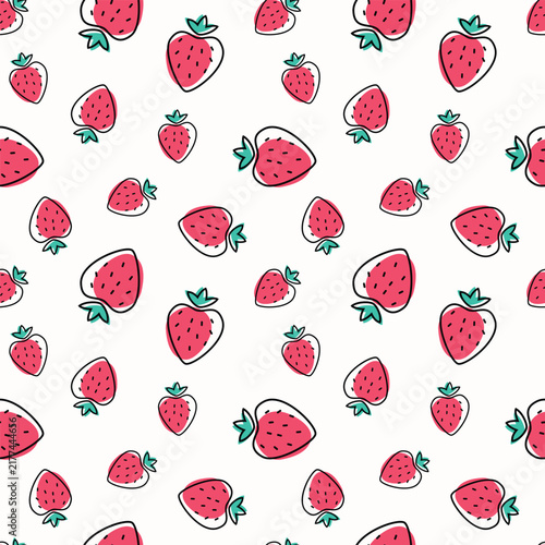strawberry seamless pattern for background, restaurant decoration, fabric motif, product packaging, texture, wallpaper