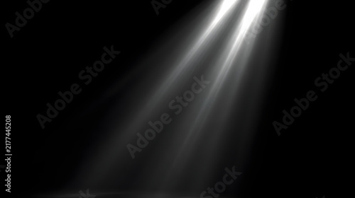 Abstract light rays illuminating a dark space, creating a dramatic and serene atmosphere.