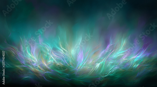 Ethereal Glowing Teal And Purple Northern Lights Abstract Waves Magical Energy Flowing Wave