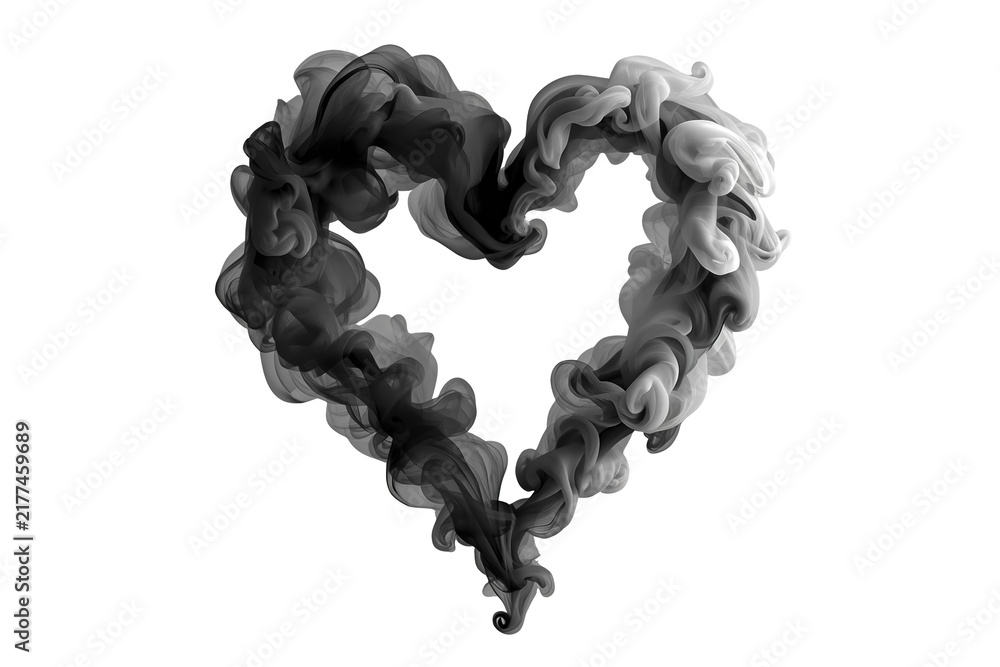 Obraz premium Soft black and gray smoke heart shape
