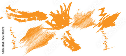 An abstract composition of vibrant orange and clean white brushstrokes forms an energetic textured backdrop ideal for artistic projects and modern digital design work
