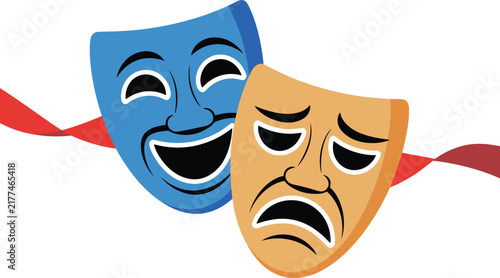 Foto Blue and brown sad crying emoji faces with tears