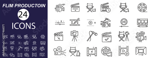 Принти на полотні Take Marker Recording Session Marking Web Icon Set in Linear Style