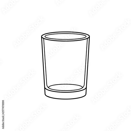 Cuadro en lienzo Minimalist black and white line art illustration of an empty shot glass on white