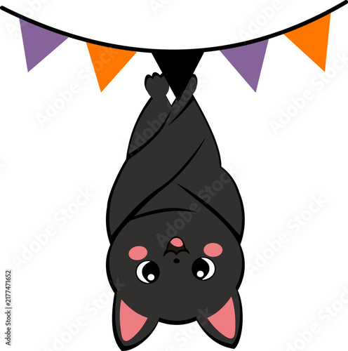     Cute Bat Hanging Upside Down Under Party Banner
