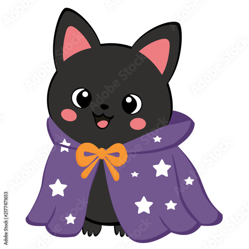     Cute Halloween Bat Wearing Purple Starry Cape
