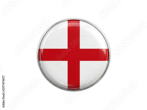A glossy circular badge featuring the flag of england isolated on transparent background