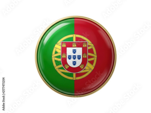 Round badge with the flag of portugal isolated on transparent background