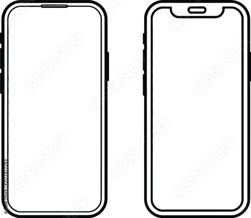 Modern smartphone icon, mobile phone vector symbol, cellphone sign, digital technology device, communication interface, touchscreen gadget, online connectivity, isolated on white background.