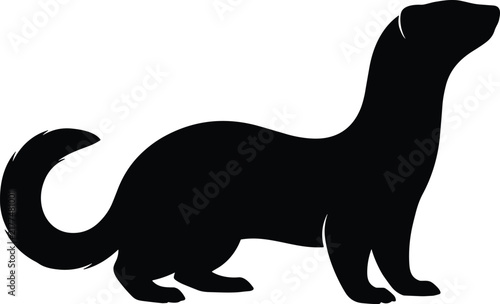 Fotografie Alert ferret silhouette solid glyph icon vector illustration of alert standing w