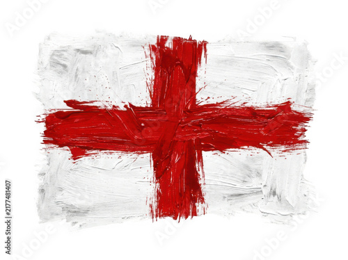 Flag of england with a painted red cross on transparent background
