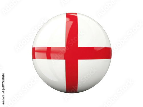A glossy 3d sphere featuring the flag of england with a red cross on a transparent background isolated on transparent background