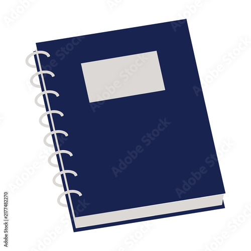 Dark blue spiral notebook with blank label on cover