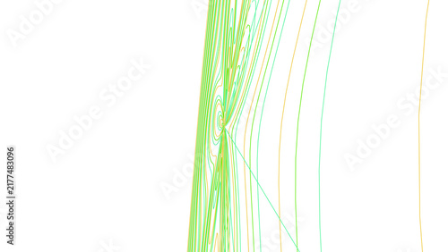 Fotografie Bright lime green and orange neon abstract lines curving to form a sharp central
