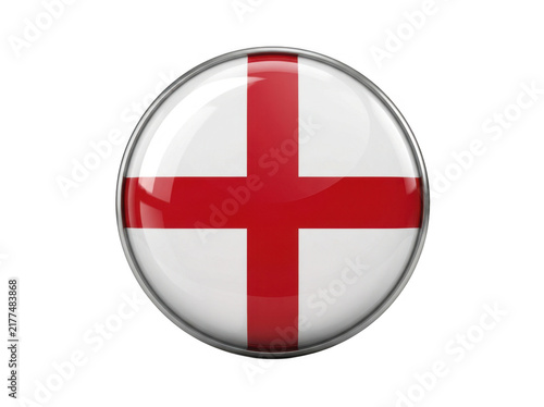 Glossy 3d button icon with the national flag of england isolated on transparent background