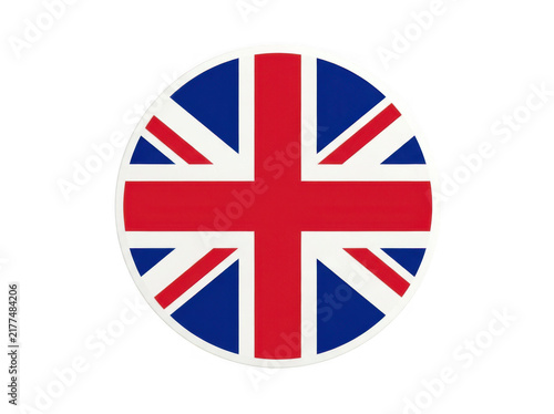 Round button icon with the national flag of the united kingdom isolated on transparent background