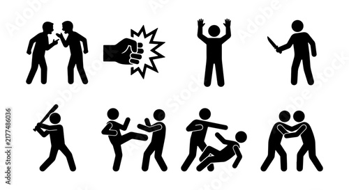 Foto Conflict and Violence Icons: Fighting, Aggression, Combat, Struggle, Dispute, Se