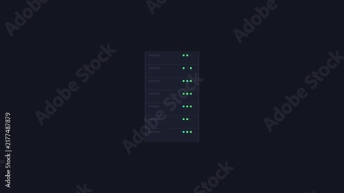 Futuristic Server Data Processing Interface with Digital Network Technology and Cloud Computing Animation