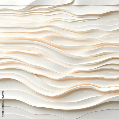 Layered Handmade Paper Relief in Warm Ivory and Sand with Deep Sculptural Shadows