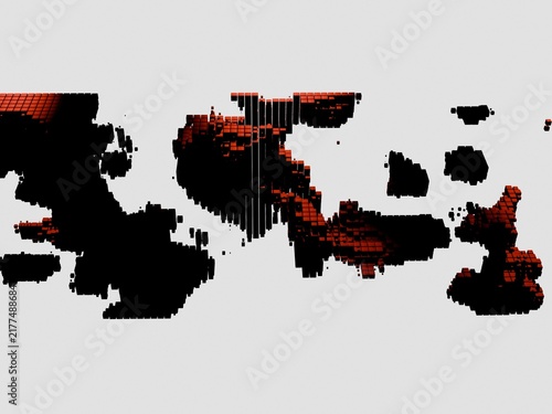 фотографія Abstract Red Voxel Terrain and Digital Landscape Disintegration Background