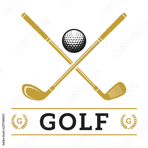 Golf Club Emblem with Crossed Irons and Ball Logo Design for Sports Tournament