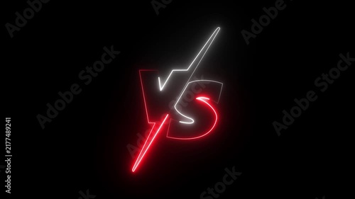 VS versus bars neon animated versus vs bars with black background ,Animation of glowing neon versus text .neon lines and black background ,4k motion graphic animation