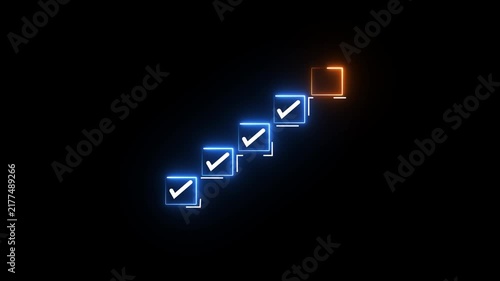 Checklist and task progress tracking concept on transparent background. Productivity, goal setting, and efficient project management. Motion graphics of progress icons. 4k video animation