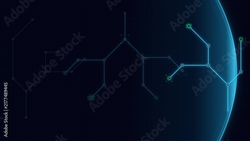 Digital network connection hud interface with scanning radar beam motion technology