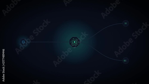 Digital network connection flow: abstract data transfer and cyber communication interface