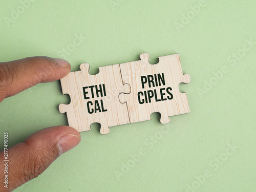 Konstfotografi Wooden puzzle with the word ethical principles