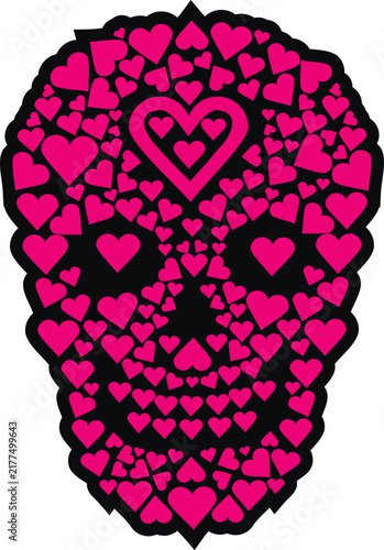 valentine skull with heart, grunge vintage design t shirts