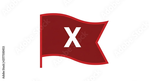 Red pennant flag with a white letter 'X' on a white background, symbolizing a marker, exclusion, cancellation, or a wrong answer