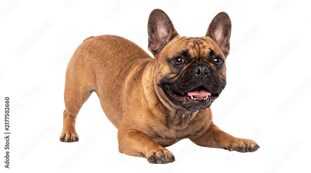 Obraz premium French bulldog in play bow position on a white png on isolated transparent background