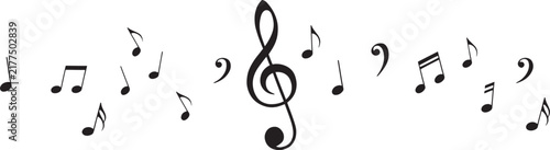 Musical Notes and Treble Clef Decorative Vector Background