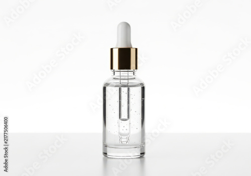 Clear glass dropper bottle for facial serum and beauty skin care products