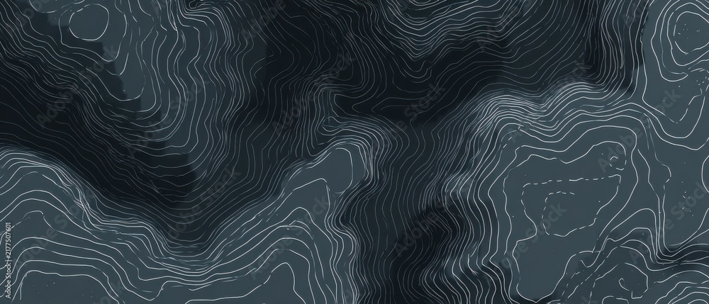 Naklejka premium Intricate abstract topographic map contour lines on dark grey backdrop with topography abstract geography navigation geometric background elevation cartography technical illustration