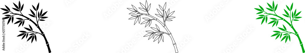 Obraz premium Simple black and white botanical plant illustrations isolated on transparent background, Vector