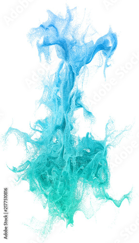 3D Abstract Blue Cyan Particle Explosion Splash Isolated on Transparent Background