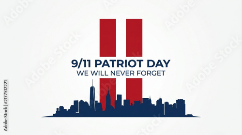 Commemorative Design Honoring the Lives Lost on September Eleventh with Twin Tower Silhouette Graphics