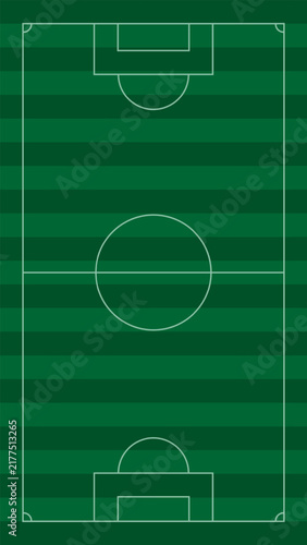 Vertical green soccer field layout with white lines for tactical football strategy diagram
