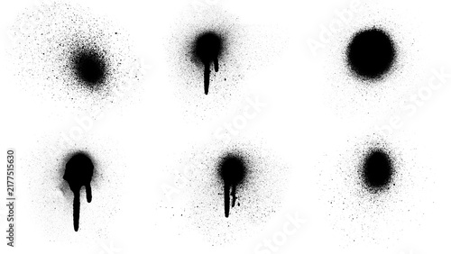 Fotografía Set of black spray paint ink blobs and round drips for urban street art design e