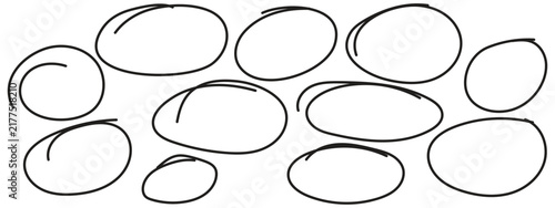 set of artistic black circle sketch. handdrawn doodle highlights circle mark design. paintbrush round ovals vector illustration.